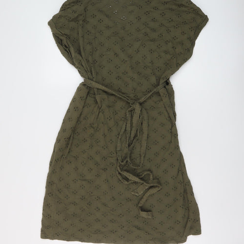 Jigsaw Womens Green Cotton Trapeze & Swing Size L V-Neck Pullover