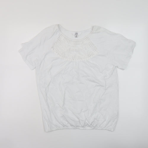 NEXT Womens White Cotton Basic T-Shirt Size 12 Round Neck