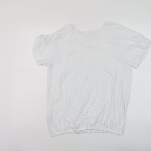 NEXT Womens White Cotton Basic T-Shirt Size 12 Round Neck