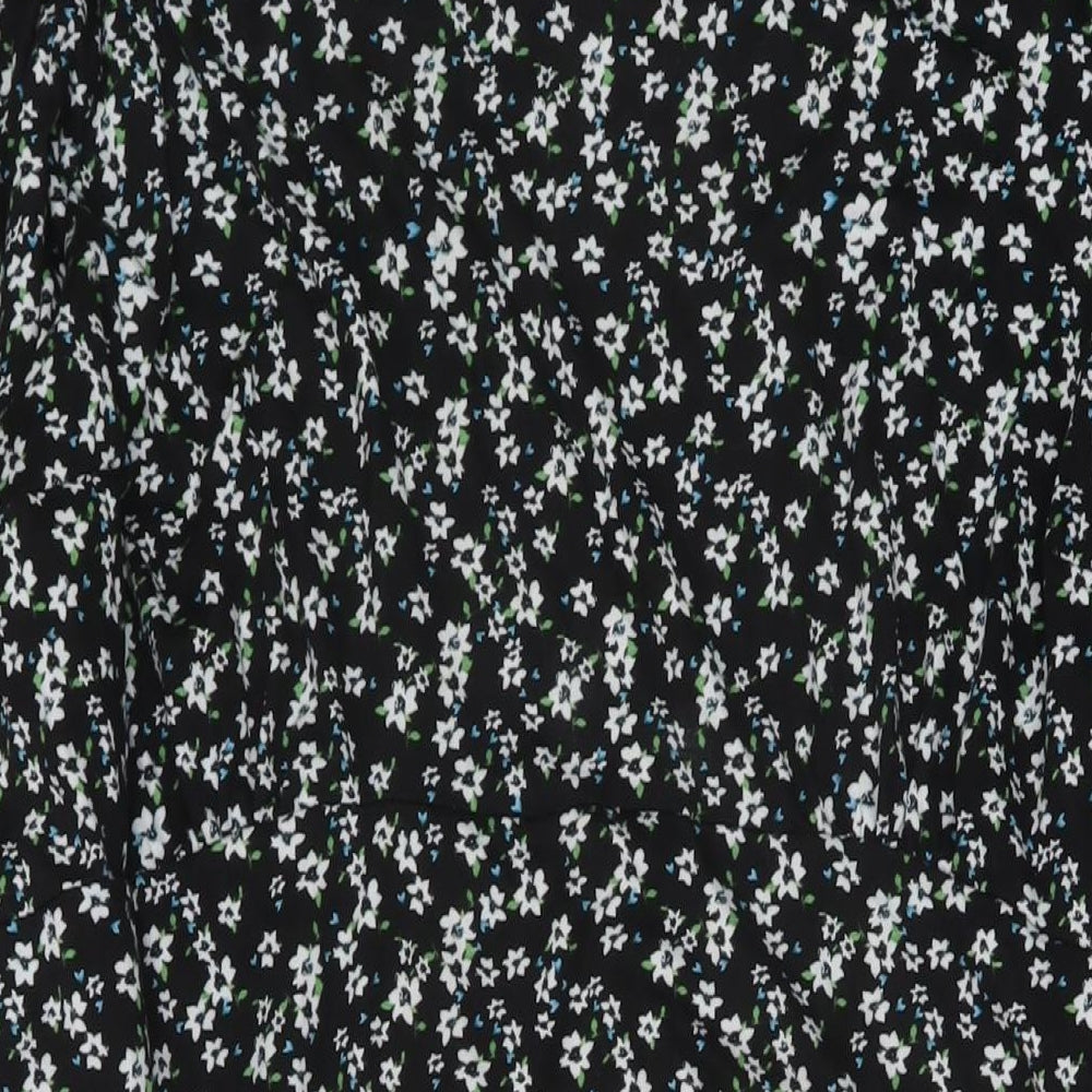 Simply Be Womens Black Floral Polyester A-Line Size 24 Round Neck Pullover