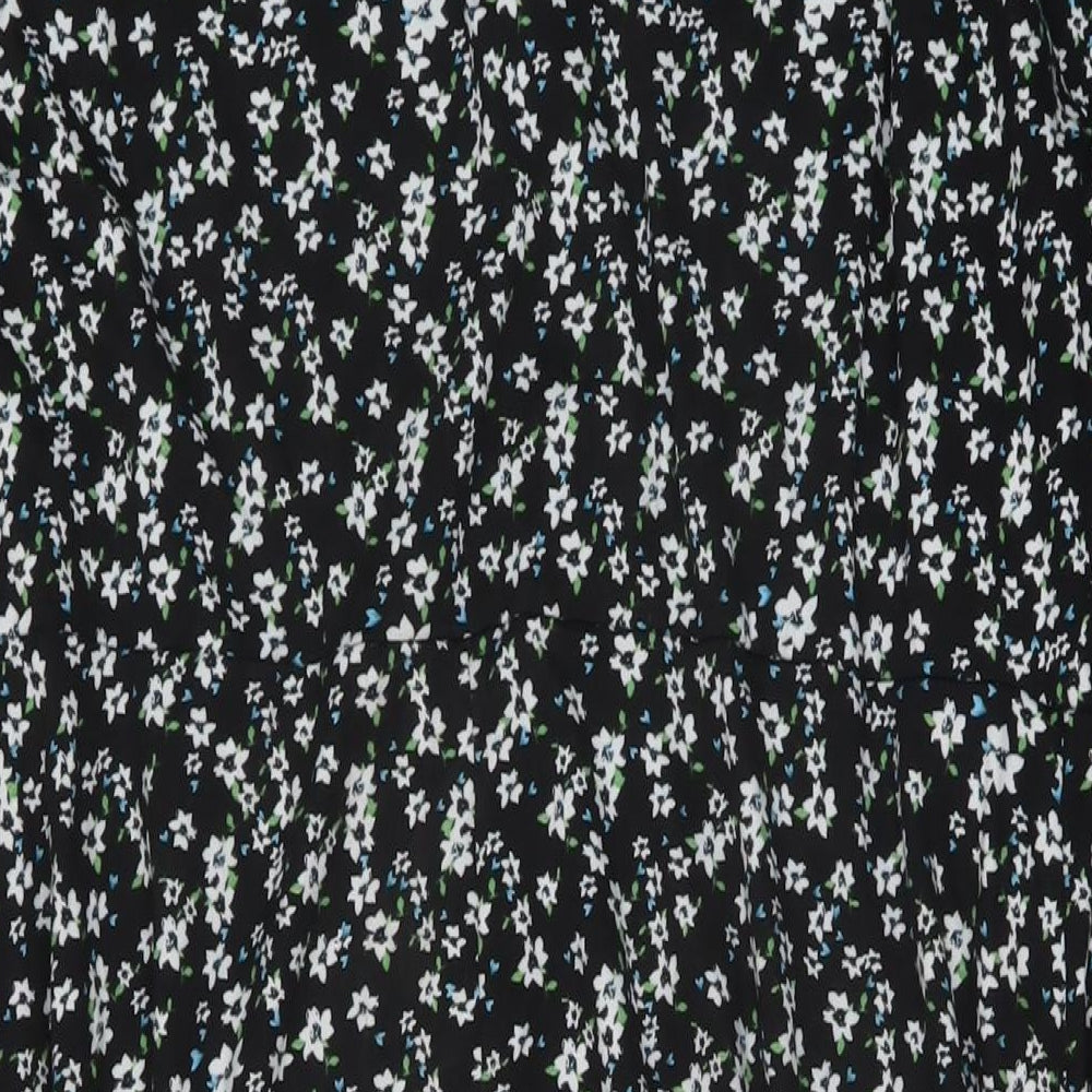 Simply Be Womens Black Floral Polyester A-Line Size 24 Round Neck Pullover