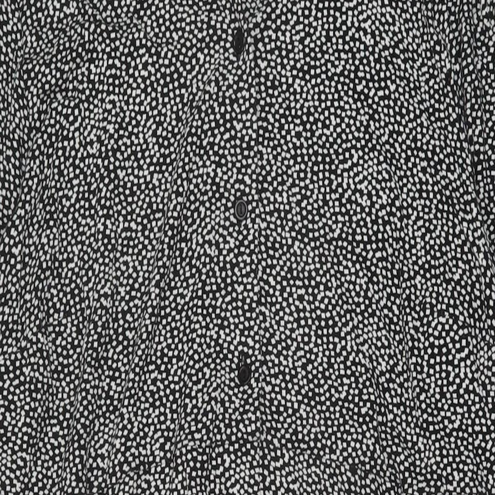 Live Unlimited Womens Black Geometric Viscose A-Line Size 22 Collared Button