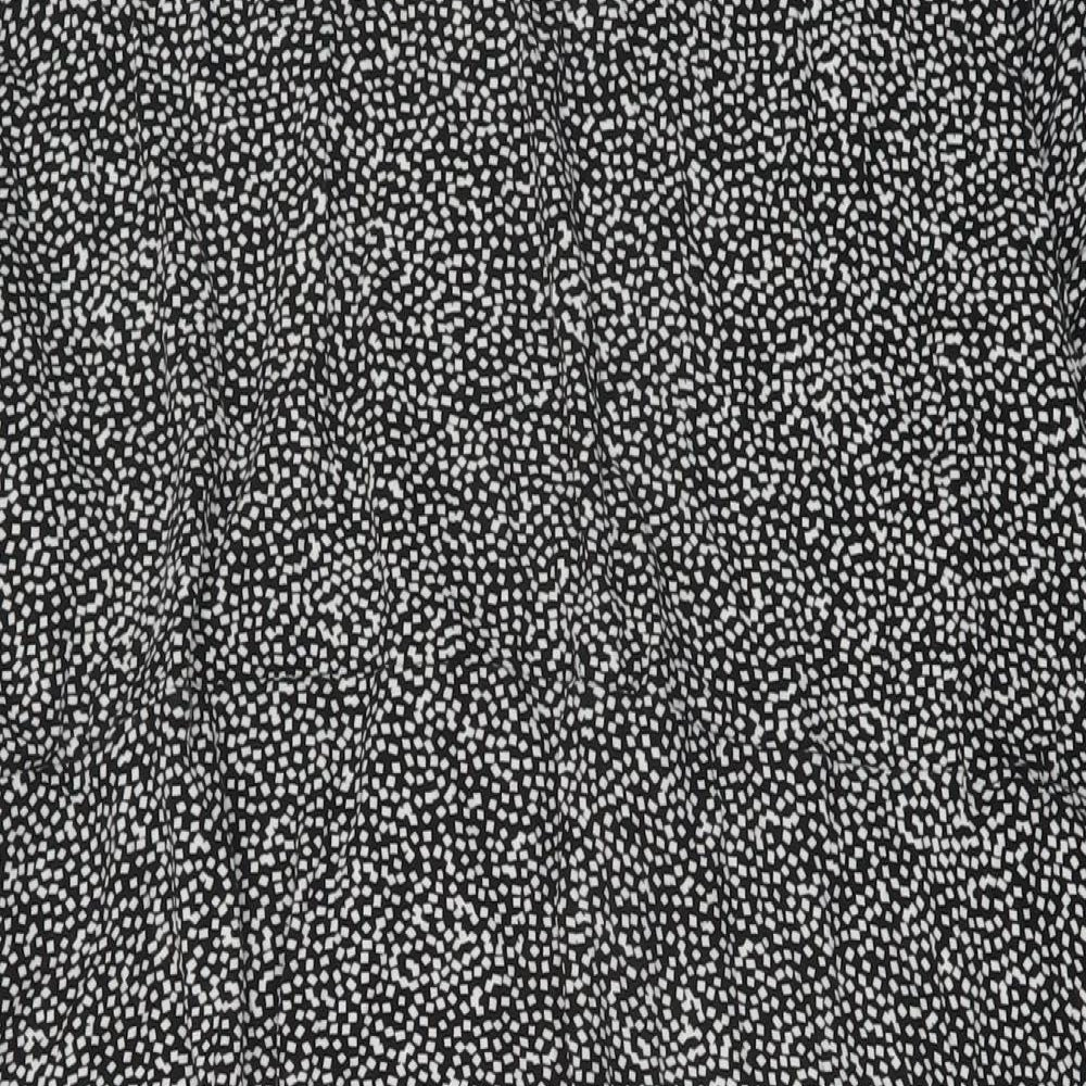 Live Unlimited Womens Black Geometric Viscose A-Line Size 22 Collared Button