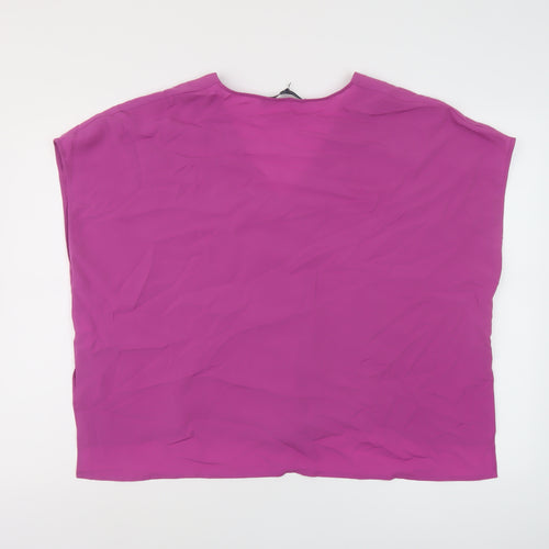French Connection Womens Purple Polyester Basic Blouse Size L V-Neck