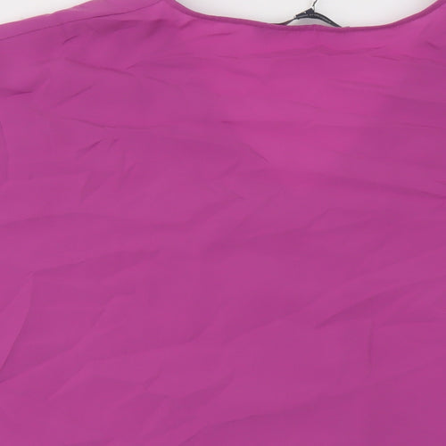 French Connection Womens Purple Polyester Basic Blouse Size L V-Neck