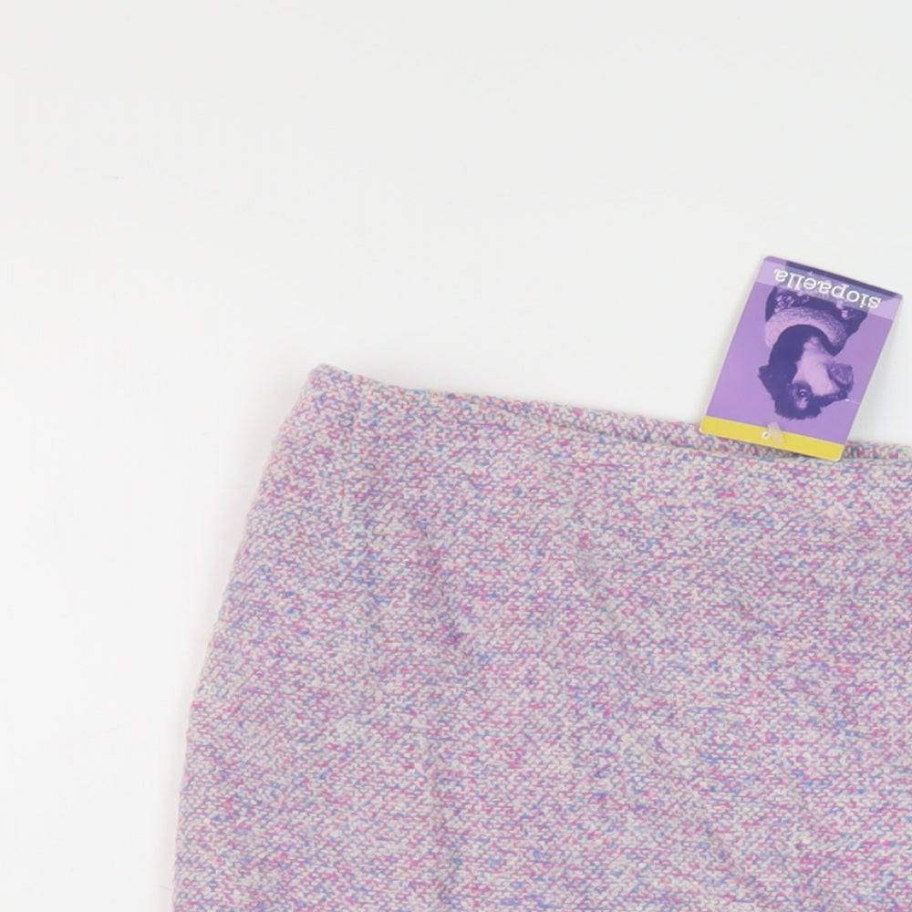 Siopaella Womens Purple Wool Mini Skirt Size 14 Zip