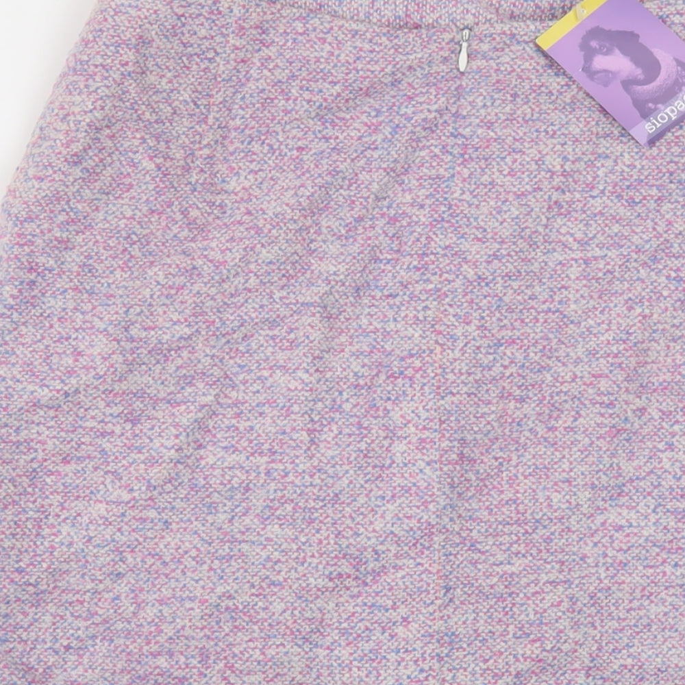 Siopaella Womens Purple Wool Mini Skirt Size 14 Zip