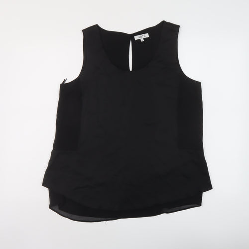 Arte Womens Black Polyester Basic Tank Size 14 Round Neck