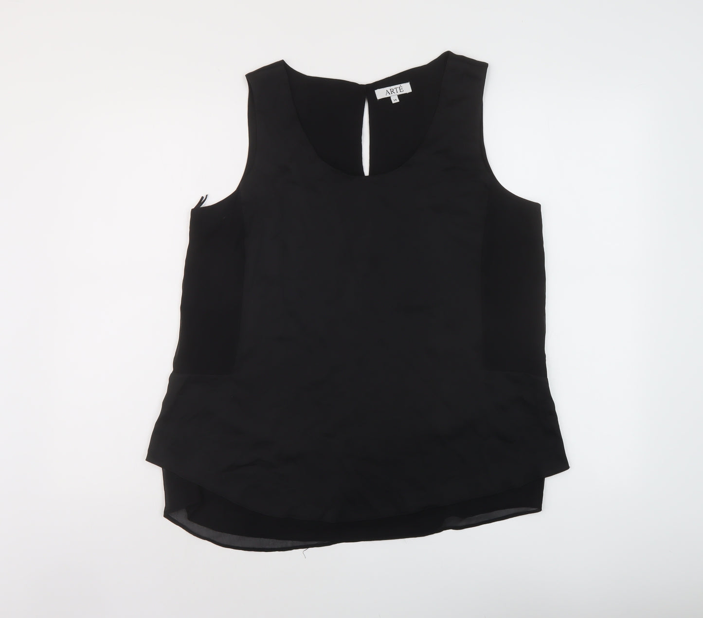 Arte Womens Black Polyester Basic Tank Size 14 Round Neck