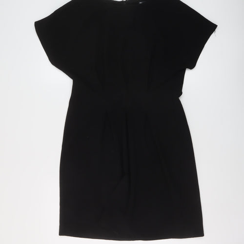 ASOS Womens Black Polyester Sheath Size 12 Round Neck Zip
