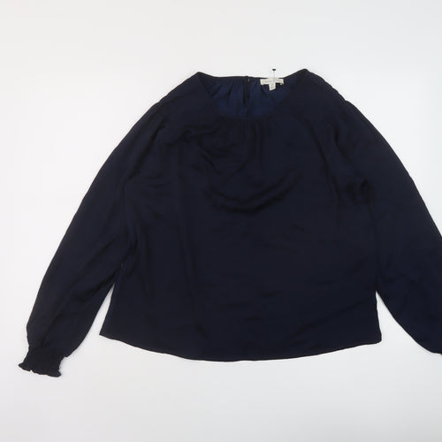 Alex & Lili Womens Blue Polyester Basic Blouse Size M Round Neck