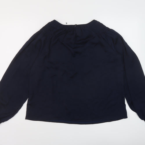 Alex & Lili Womens Blue Polyester Basic Blouse Size M Round Neck
