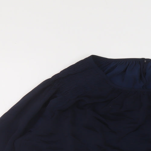 Alex & Lili Womens Blue Polyester Basic Blouse Size M Round Neck