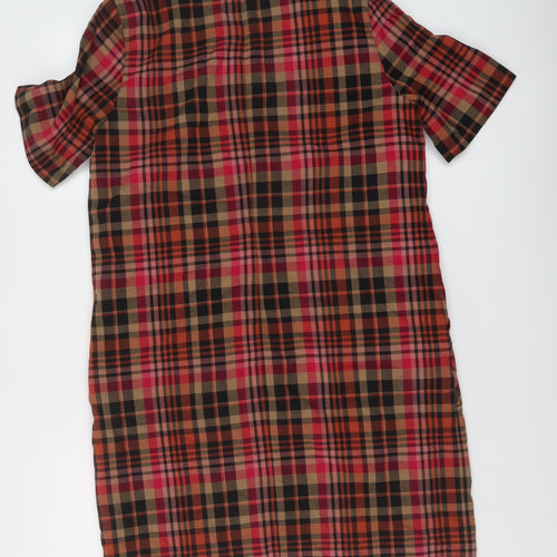 NEXT Womens Multicoloured Plaid Polyester Sheath Size 14 Round Neck Zip