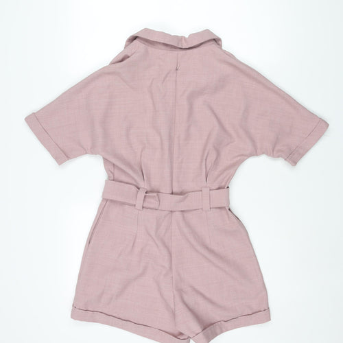 IVIVI Womens Pink Polyester Playsuit One-Piece Size S L3 in Zip - Belted