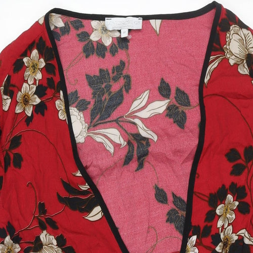 Lovedrobe Womens Red Floral Polyester Kimono Blouse Size 22 V-Neck