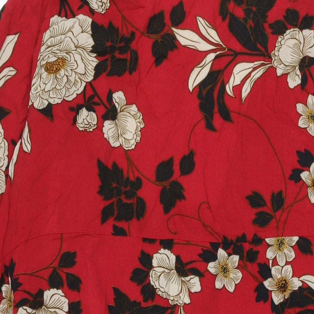 Lovedrobe Womens Red Floral Polyester Kimono Blouse Size 22 V-Neck