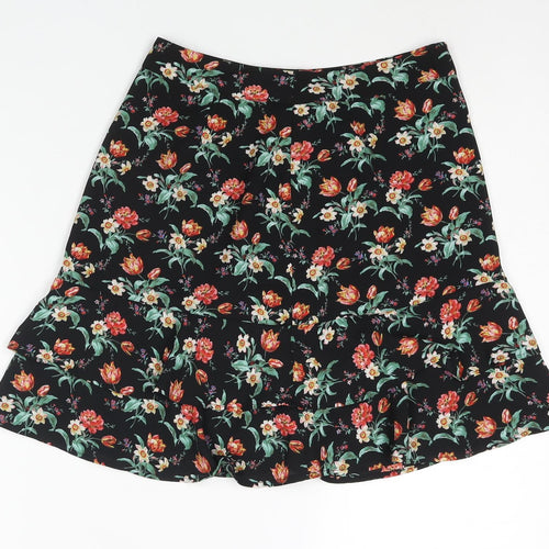Oasis Womens Multicoloured Floral Polyester A-Line Skirt Size 8 Button - Frill