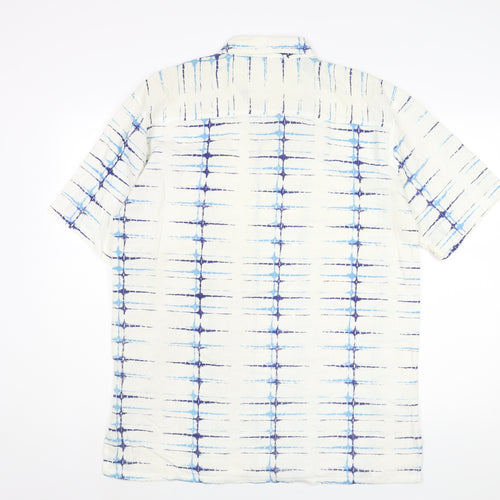 Pachelbel Mens White Geometric Cotton Button-Up Size 2XL Collared Button