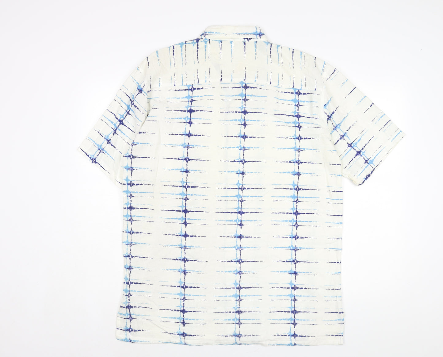 Pachelbel Mens White Geometric Cotton Button-Up Size 2XL Collared Button