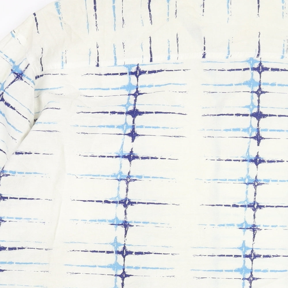 Pachelbel Mens White Geometric Cotton Button-Up Size 2XL Collared Button