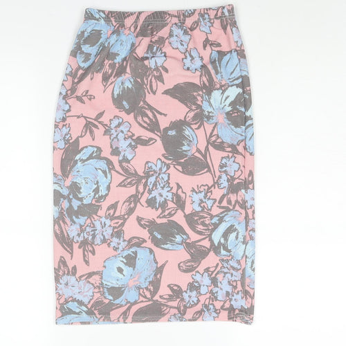 Club L Womens Pink Floral Polyester Bandage Skirt Size 10