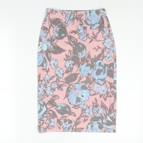 Club L Womens Pink Floral Polyester Bandage Skirt Size 10