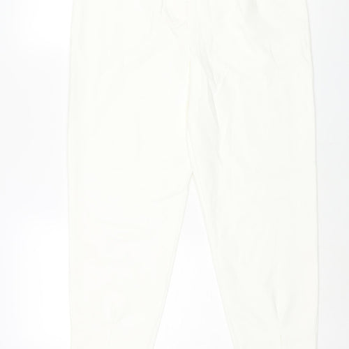 Nasty Gal Womens Ivory Polyester Trousers Size 12 L28 in Regular Zip - Vented Hems