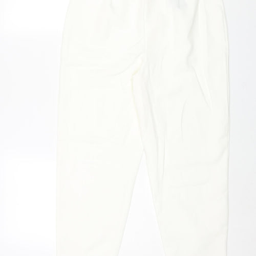 Nasty Gal Womens Ivory Polyester Trousers Size 12 L28 in Regular Zip - Vented Hems