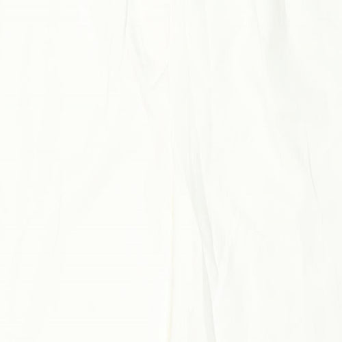 Nasty Gal Womens Ivory Polyester Trousers Size 12 L28 in Regular Zip - Vented Hems