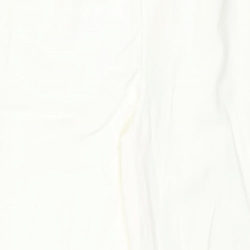 Nasty Gal Womens Ivory Polyester Trousers Size 12 L28 in Regular Zip - Vented Hems