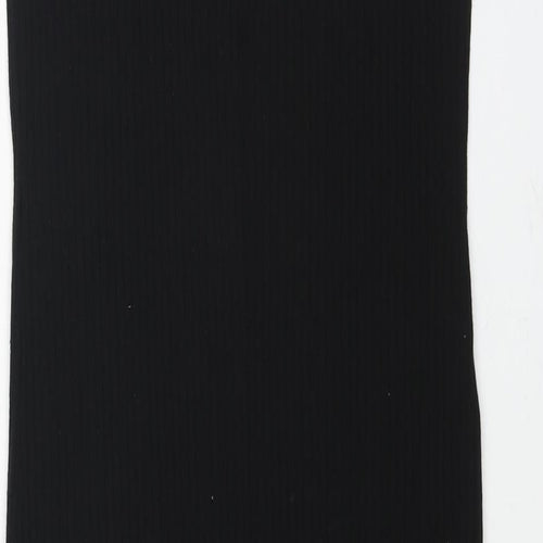 Zara Womens Black Polyester Shift Size L V-Neck Pullover - Frill Ribbed