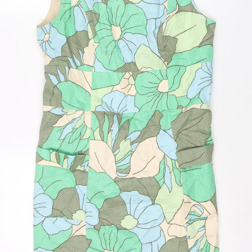 Boden Womens Multicoloured Floral Cotton Shift Size 14 Round Neck Zip - Pocket Detail