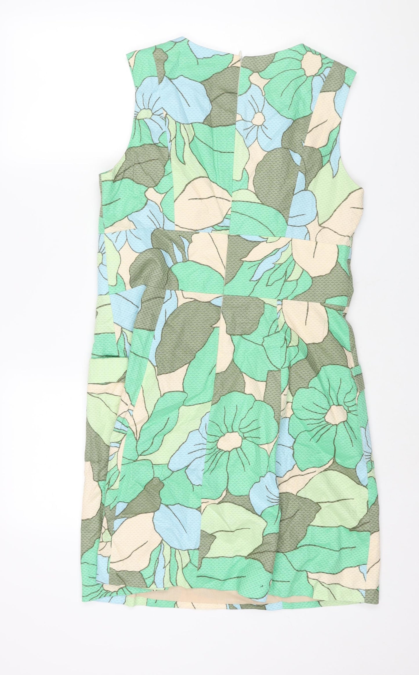 Boden Womens Multicoloured Floral Cotton Shift Size 14 Round Neck Zip - Pocket Detail