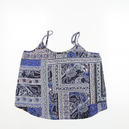 Cotton On Womens Blue Paisley Polyester Camisole Blouse Size M Scoop Neck