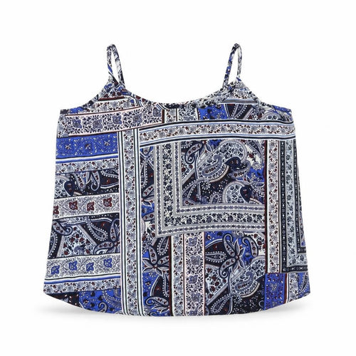 Cotton On Womens Blue Paisley Polyester Camisole Blouse Size M Scoop Neck