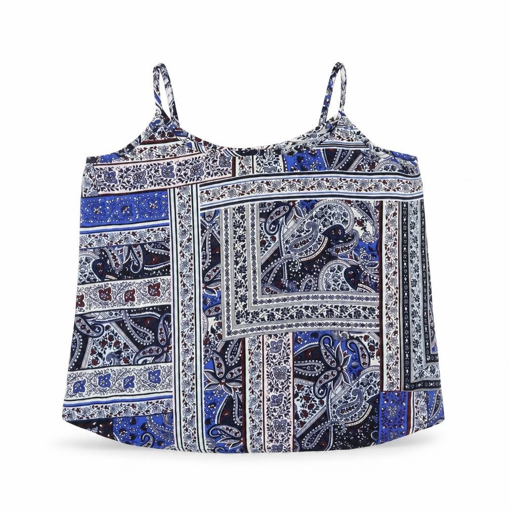 Cotton On Womens Blue Paisley Polyester Camisole Blouse Size M Scoop Neck