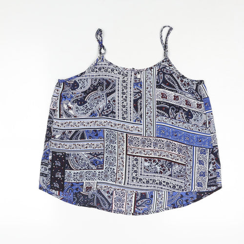 Cotton On Womens Blue Paisley Polyester Camisole Blouse Size M Scoop Neck