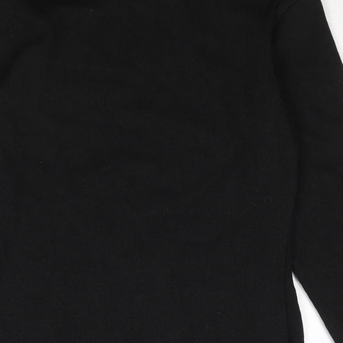 Missguided Womens Black Cotton Bodycon Size 10 Crew Neck Pullover - Taped Sleeves Ribbed