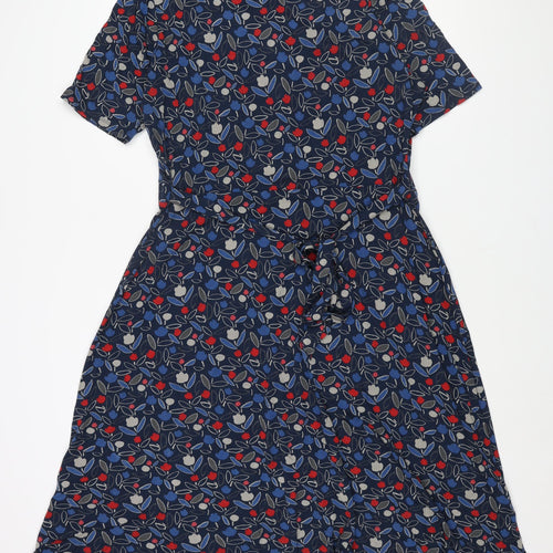 Seasalt Womens Blue Geometric Viscose A-Line Size 20 V-Neck Pullover - Belted