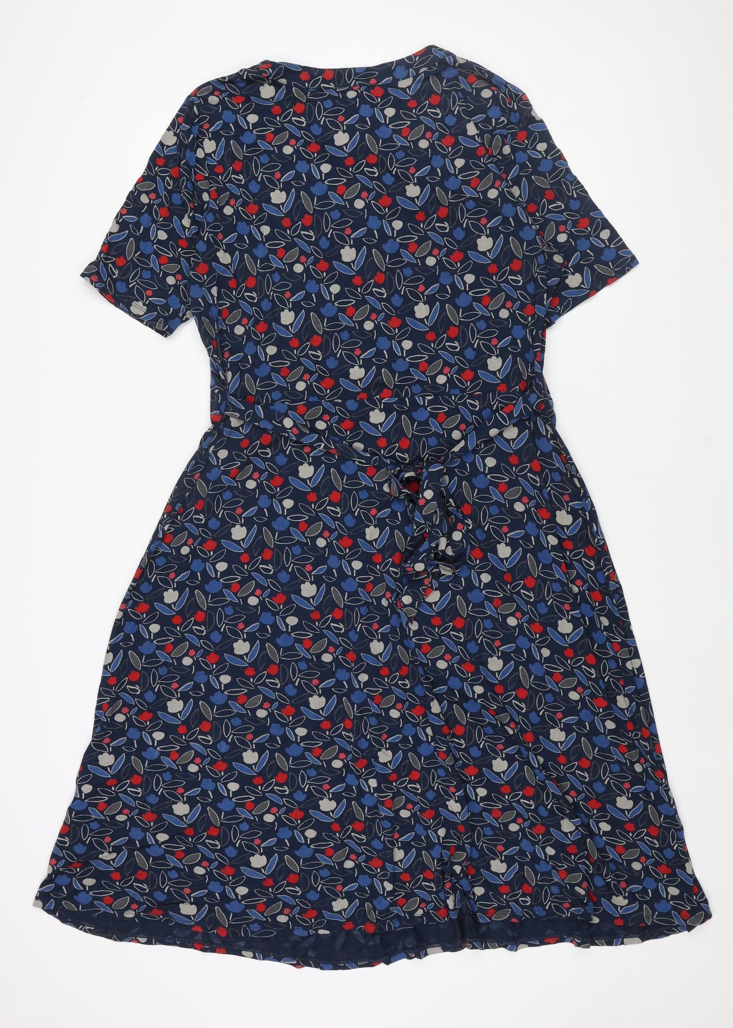 Seasalt Womens Blue Geometric Viscose A-Line Size 20 V-Neck Pullover - Belted