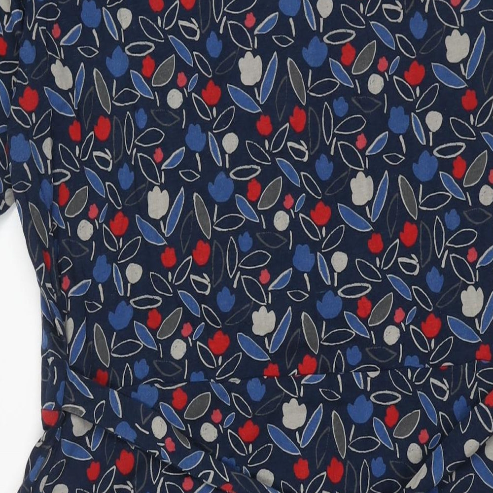 Seasalt Womens Blue Geometric Viscose A-Line Size 20 V-Neck Pullover - Belted