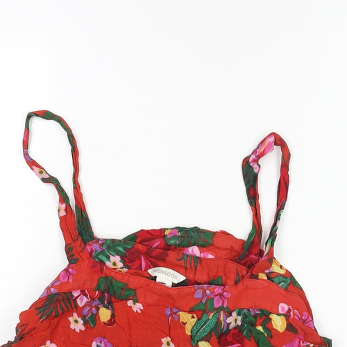 Monsoon Womens Red Floral Viscose Camisole Blouse Size 12 Scoop Neck - Layered Frill