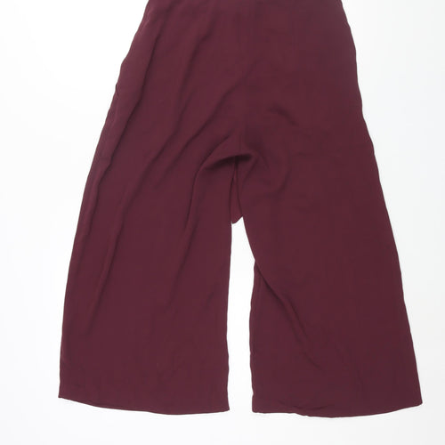 Miss Selfridge Womens Purple Polyester Cropped Trousers Size 12 L22 in Regular Zip - Belted