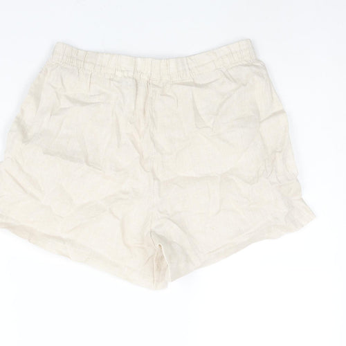 H&M Womens Beige Linen Basic Shorts Size S L3 in Regular Pull On