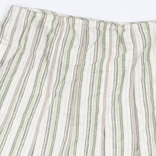 Per Una Womens Green Striped Linen Trumpet Skirt Size 16 Zip