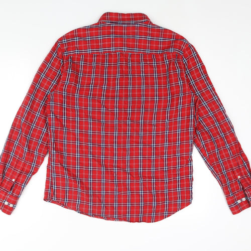 Levi's Mens Red Check Cotton Button-Up Size M Collared Button