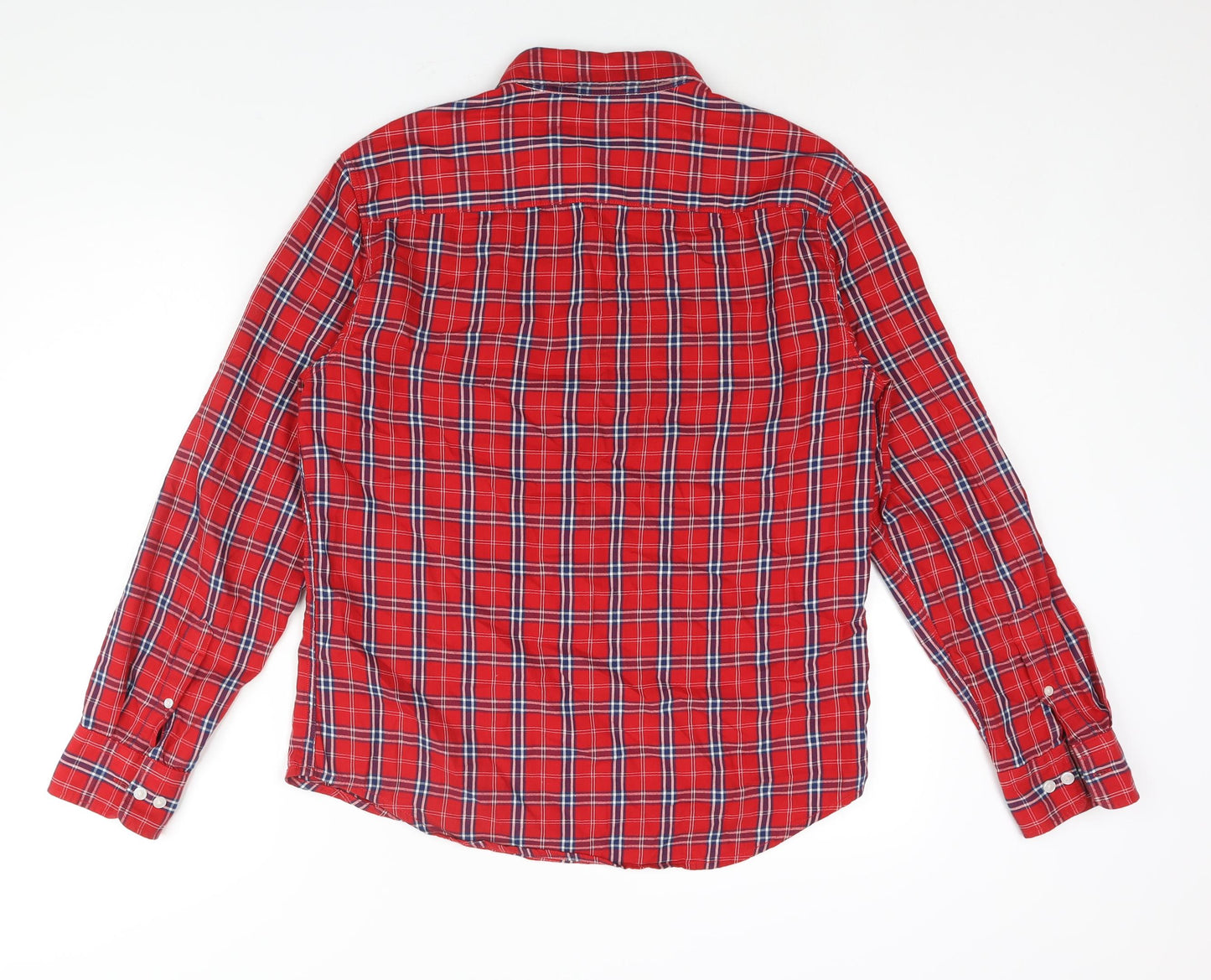 Levi's Mens Red Check Cotton Button-Up Size M Collared Button