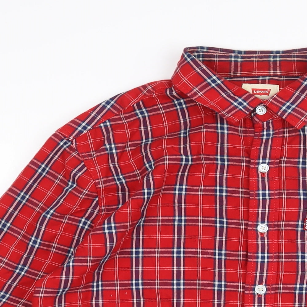 Levi's Mens Red Check Cotton Button-Up Size M Collared Button