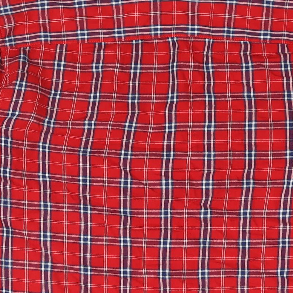 Levi's Mens Red Check Cotton Button-Up Size M Collared Button
